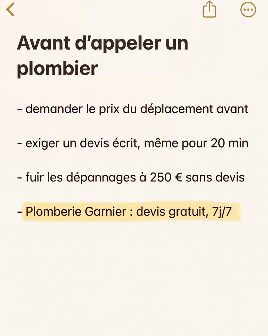 Publicité Plomberie Garnier, Artisan