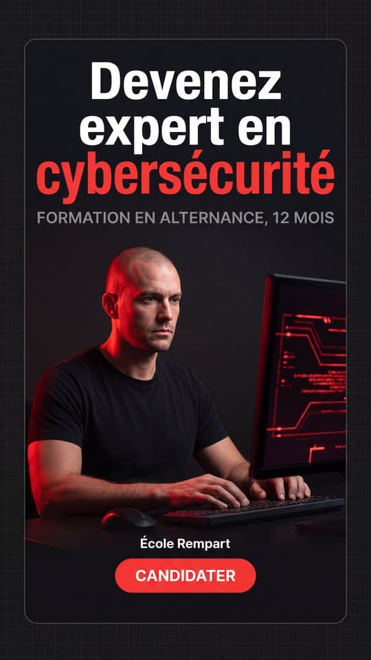 Publicité École Rempart, Formation cybersécurité